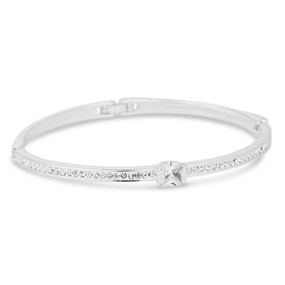 Silver central cubic zirconia pave bangle